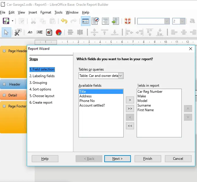 17 Insert, delete a data field in group, page, report headers and footers