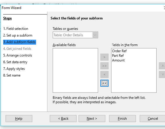 24 Subform field