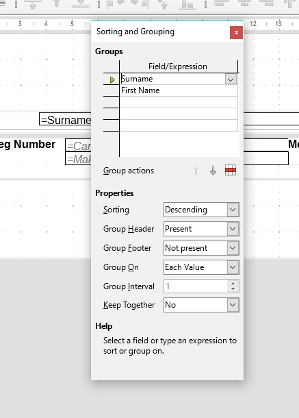 27 Sorting And Grouping Window 27 Sorting And Grouping Window