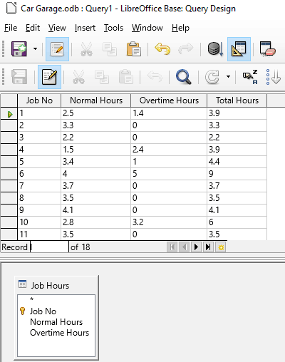 50 Job Hours Query Design