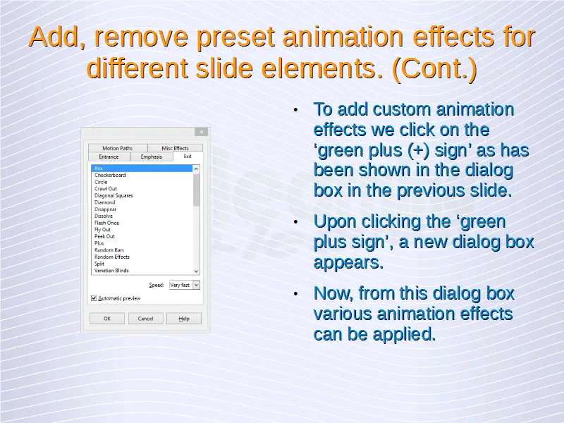 Understanding Presentations – Animation Effects