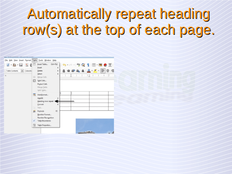 Advanced Word Processing Table Headings