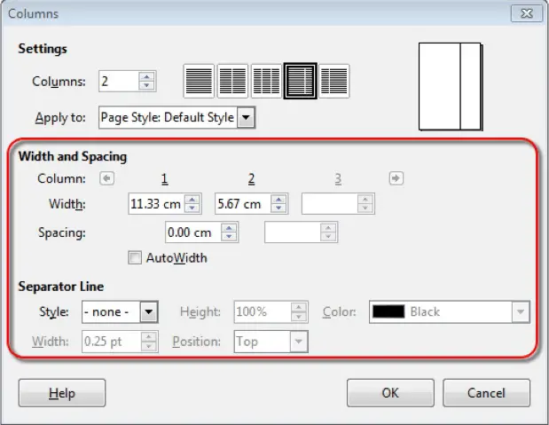 Column Width 17