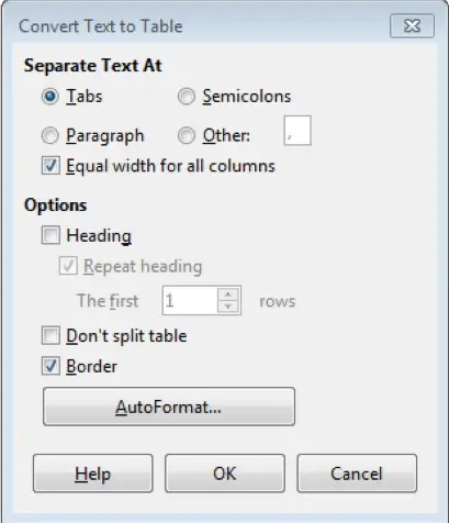 Convert text To Table 25