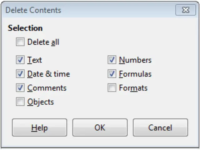 Delete Contents Selection