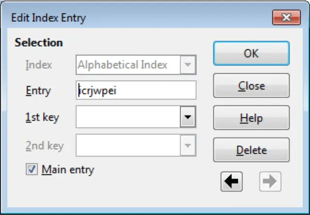 Edit Index Entry 10