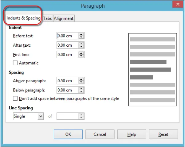 Indents and Spacing 15