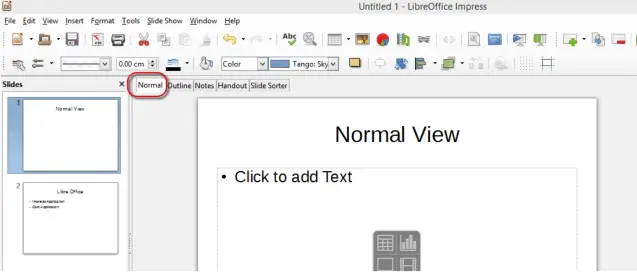 normal view presentation software definition