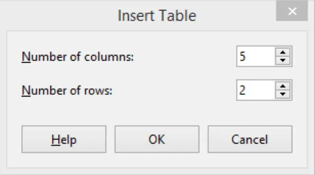 Table Rows and Columns 20