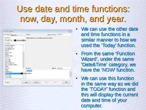 Advanced Spreadsheets – Date and Time Functions