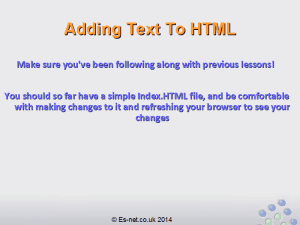 Adding Text to our HTML page