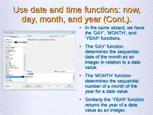 Advanced Spreadsheets – Date and Time Functions