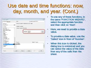 Advanced Spreadsheets – Date and Time Functions